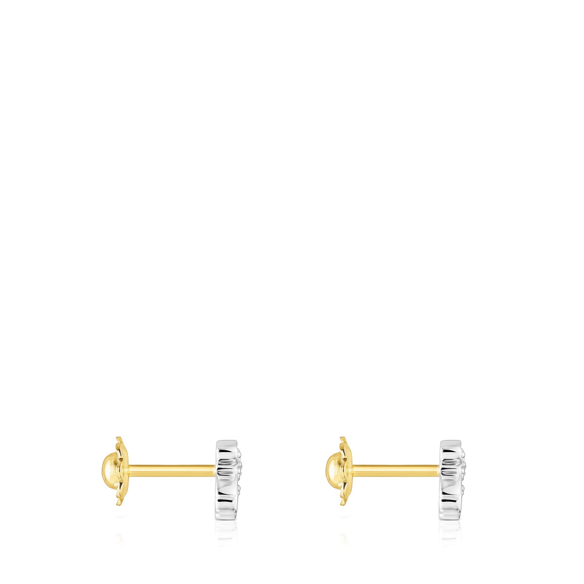Gold Puppies earrings with diamonds bear motif