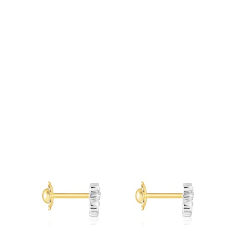 Gold Puppies earrings with diamonds bear motif