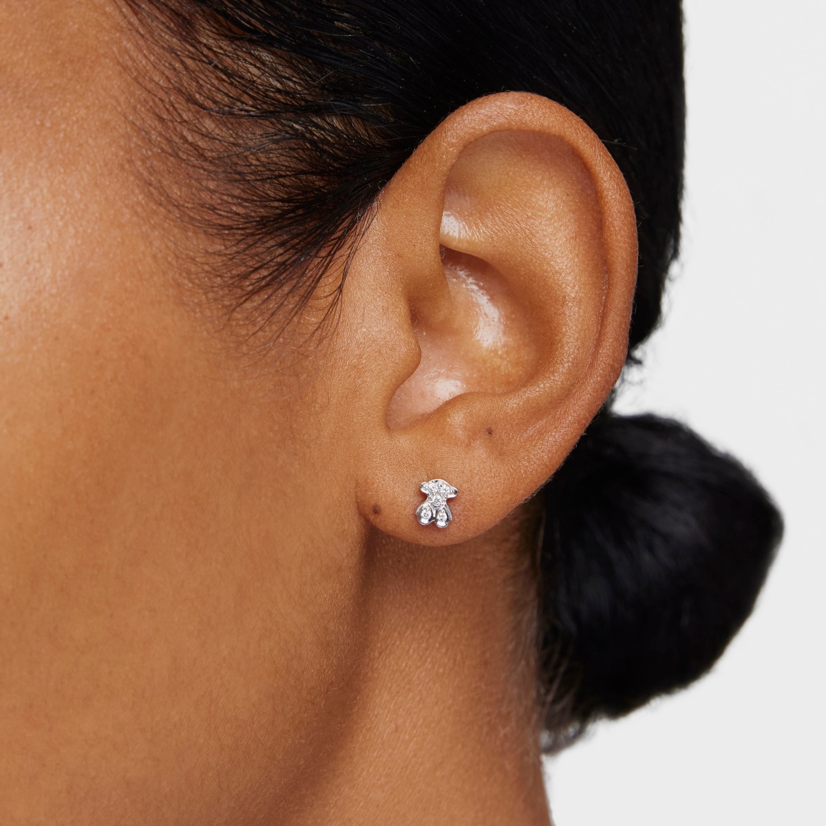 Gold Puppies earrings with diamonds bear motif