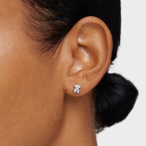 Gold Puppies earrings with diamonds bear motif