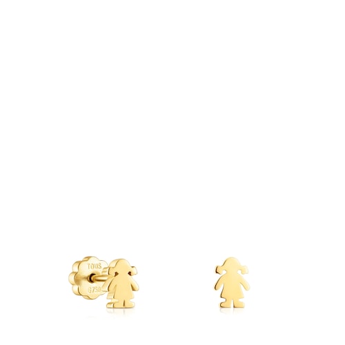 Gold TOUS Basics Earrings Girl motif. Stud lock. image number 0