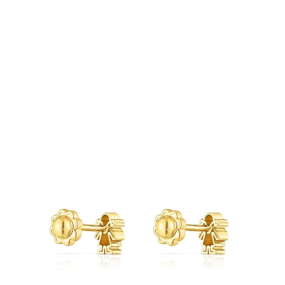 18K Solid Gold TOUS Basics Earrings Girl motif. Stud lock.