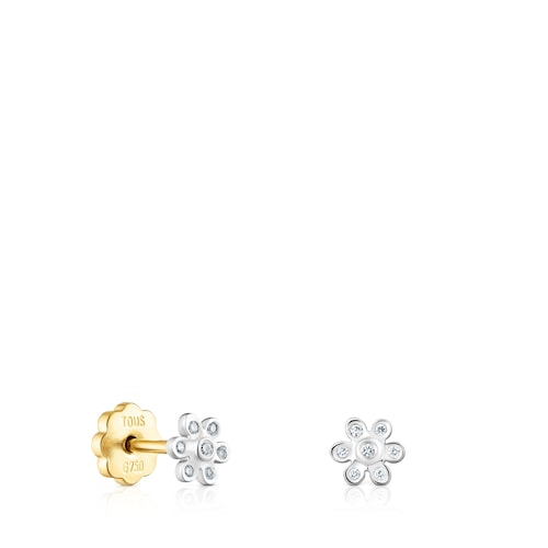 White gold TOUS Puppies earrings with diamonds flower motif