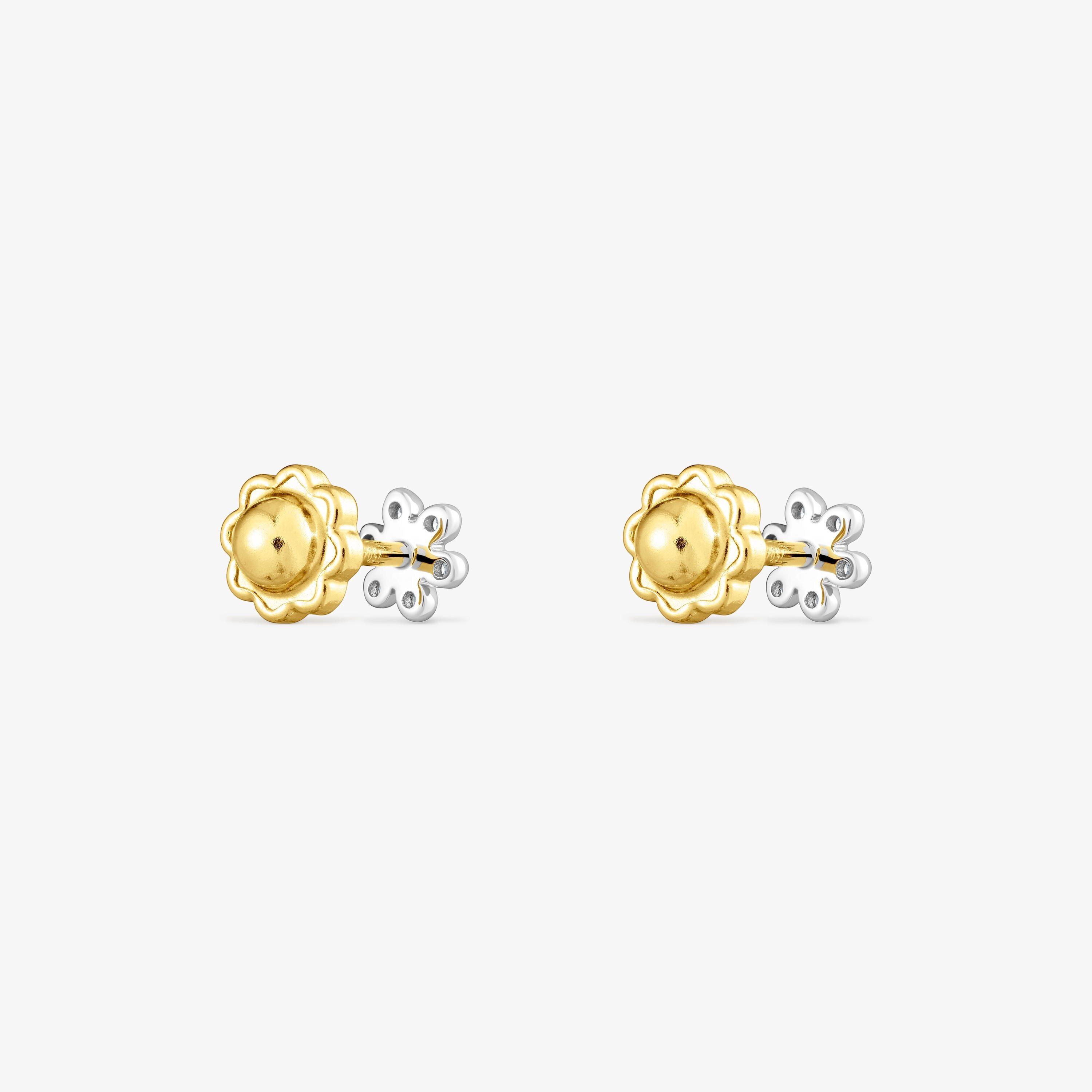 18K white gold TOUS Puppies earrings with diamonds flower motif
