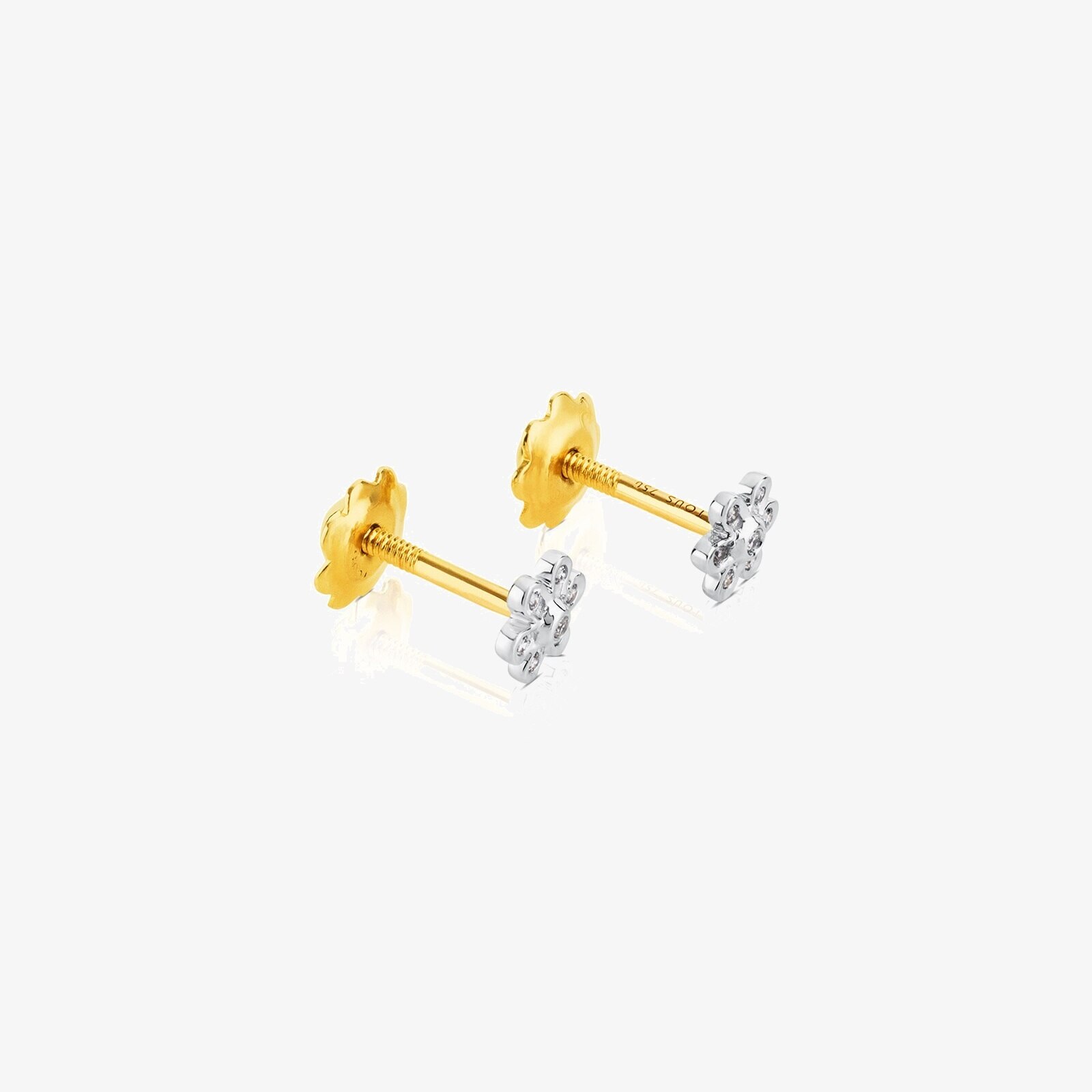 18K white gold TOUS Puppies earrings with diamonds flower motif