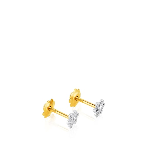 White gold TOUS Puppies earrings with diamonds flower motif