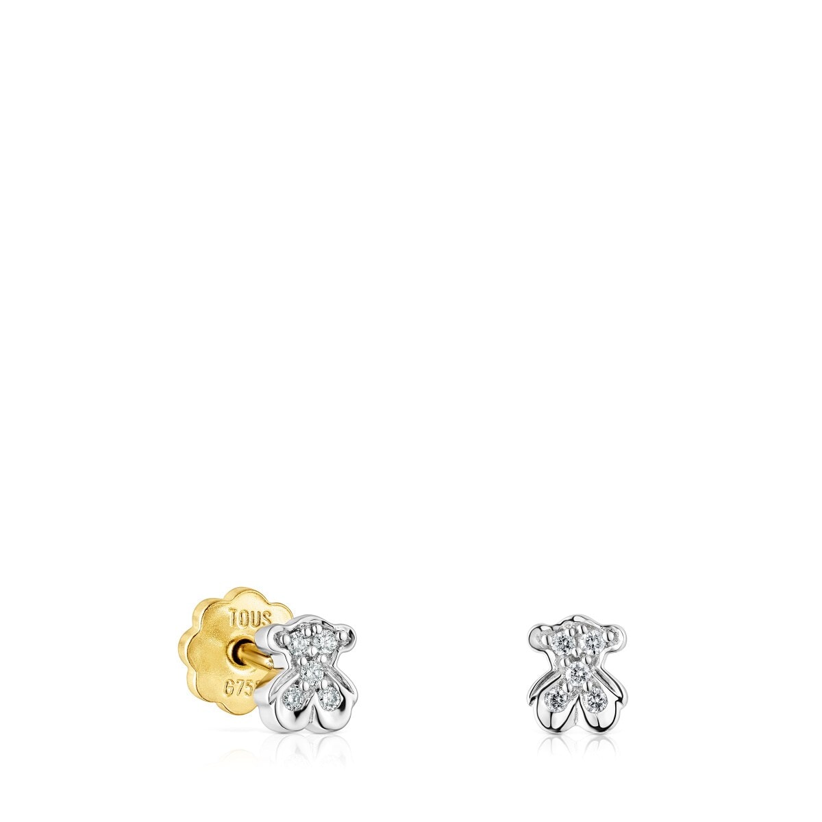 White gold TOUS Puppies earrings with diamonds bear motif