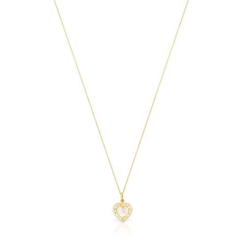 Collana cuore in oro e madreperla image number 0