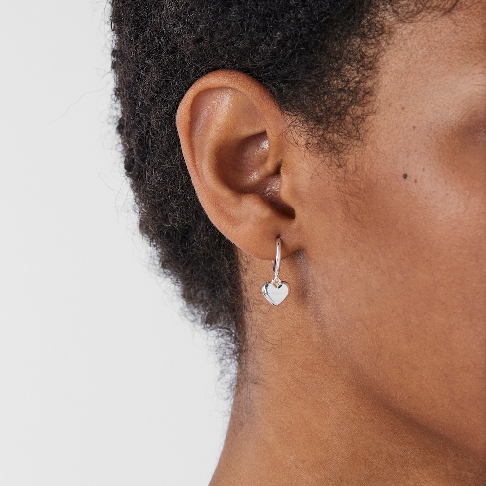 Silver Valentine's Day plate and heart Earrings image number 6