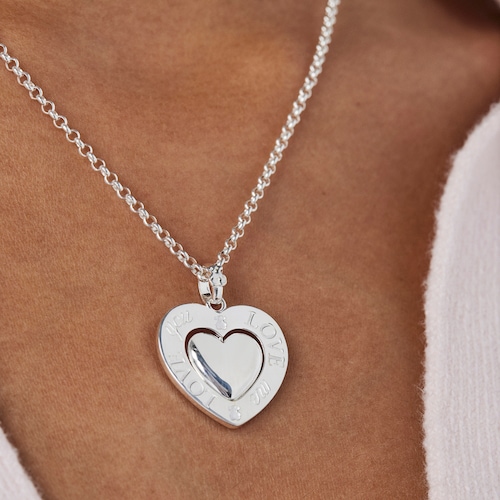 Silver Valentine's Day rotating heart Pendant