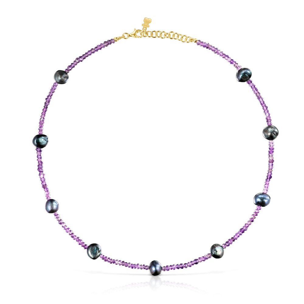 Collar de amatistas y perlas grises TOUS Color image number 0