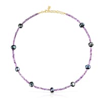Collar de amatistas y perlas grises TOUS Color