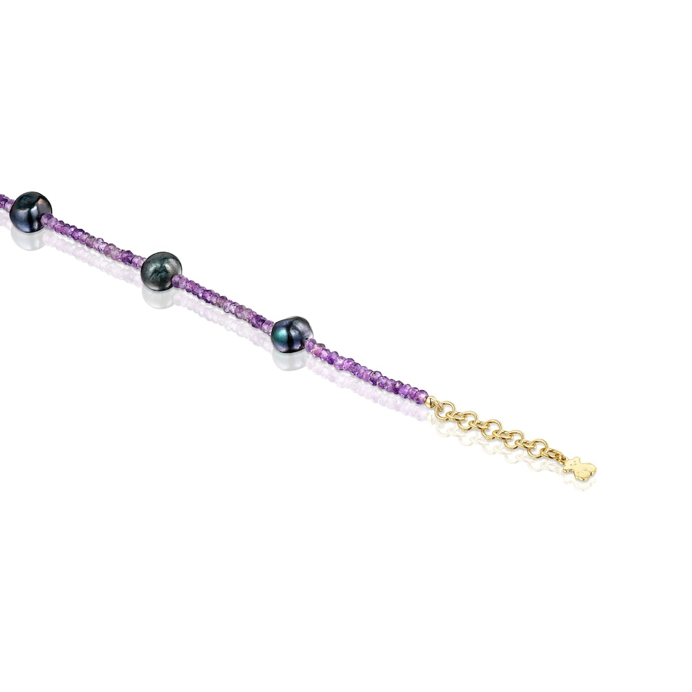 Collar de amatistas y perlas grises TOUS Color
