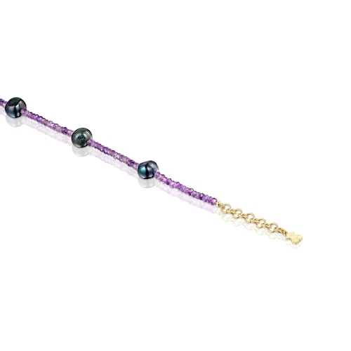 Amethyst TOUS Color Necklace with gray pearls