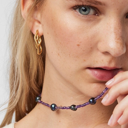 Amethyst TOUS Color Necklace with gray pearls