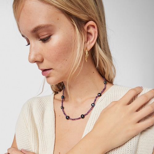 Amethyst TOUS Color Necklace with gray pearls