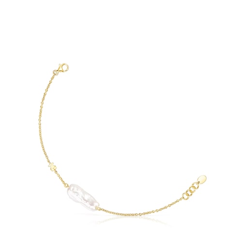 Pulsera con ba&ntilde;o de oro 18 kt sobre plata y perla TOUS Pearls image number 0