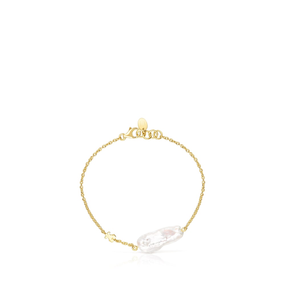 Pulsera TOUS Pearls con ba&ntilde;o de oro 18 kt sobre plata y perla
