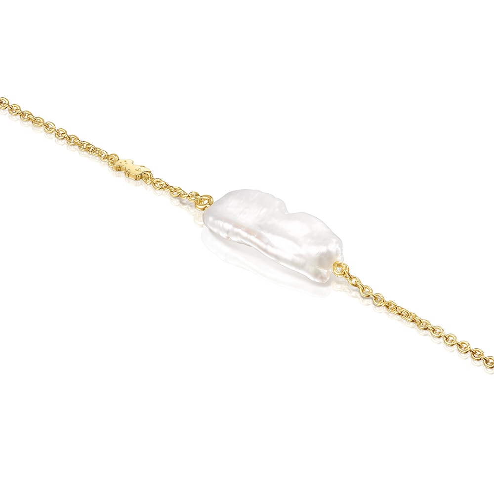 Pulsera TOUS Pearls con ba&ntilde;o de oro 18 kt sobre plata y perla
