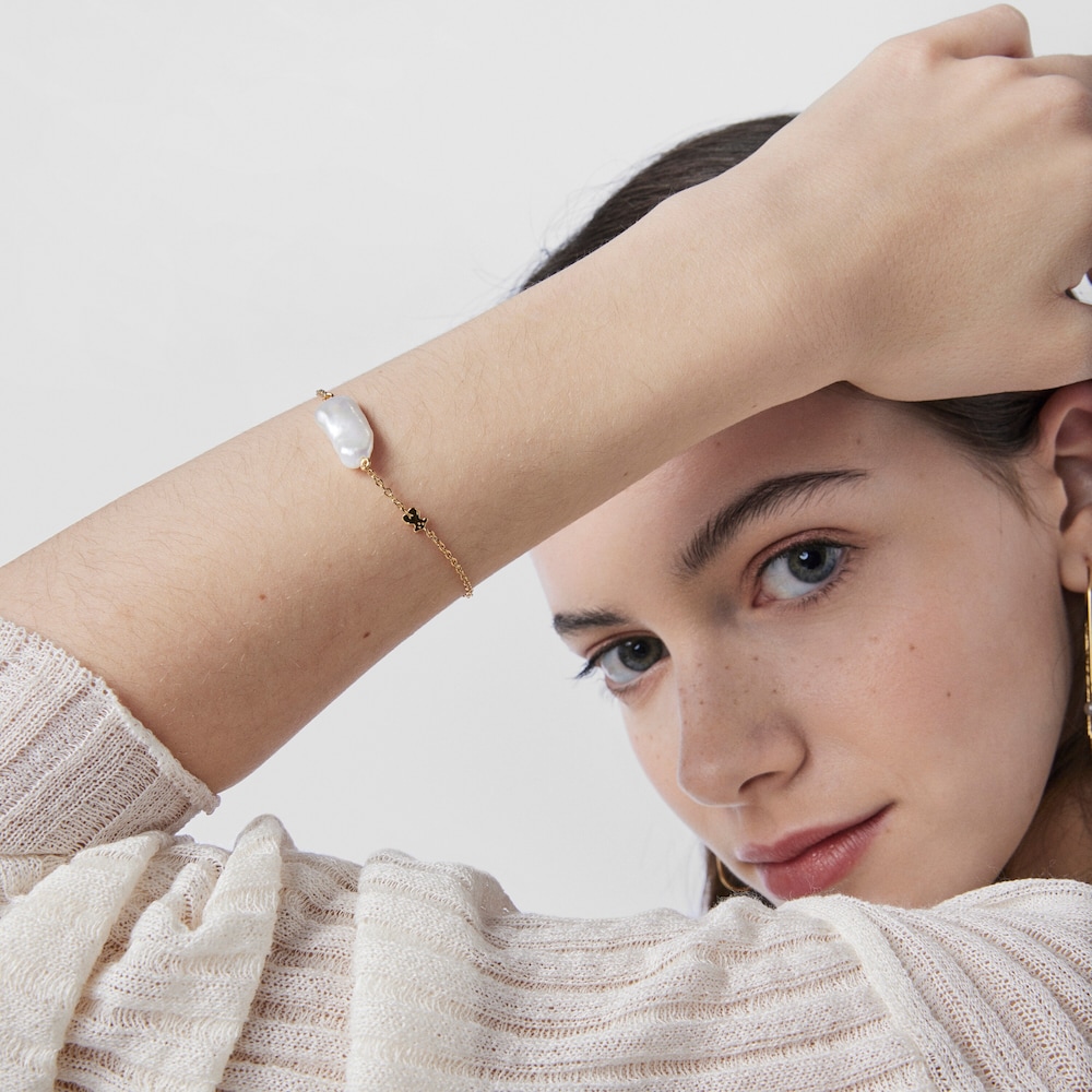 Pulsera TOUS Pearls con ba&ntilde;o de oro 18 kt sobre plata y perla