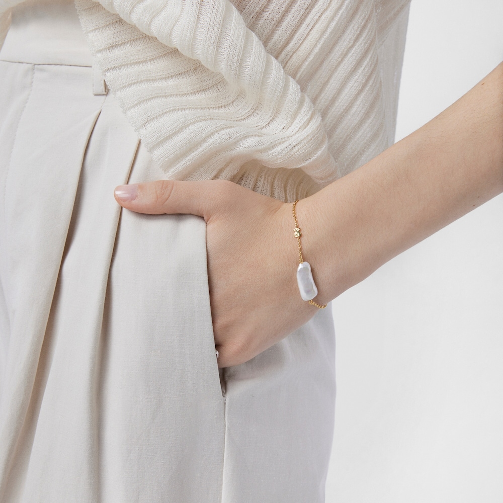 Pulsera TOUS Pearls con ba&ntilde;o de oro 18 kt sobre plata y perla