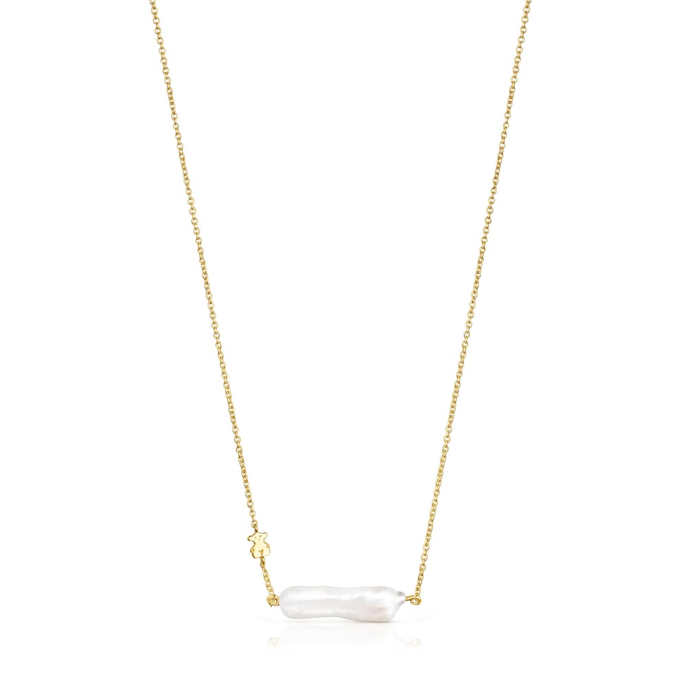 Collar con ba&ntilde;o de oro 18 kt sobre plata y perla TOUS Pearls