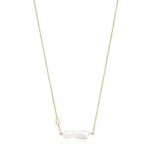 Collar con ba&ntilde;o de oro 18 kt sobre plata y perla TOUS Pearls