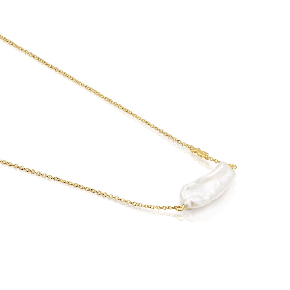 Collar con ba&ntilde;o de oro 18 kt sobre plata y perla TOUS Pearls