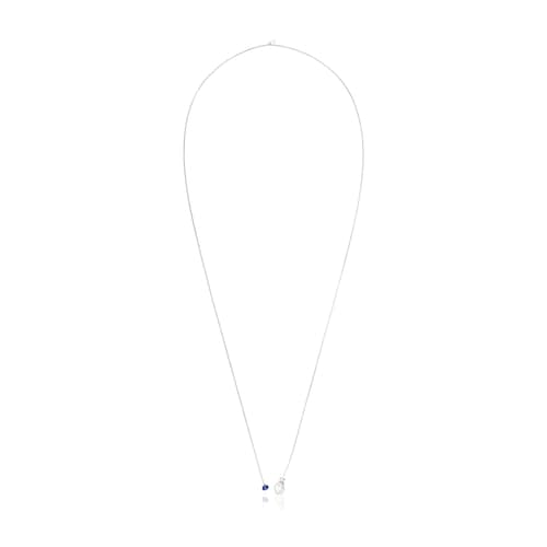 Silver Teddy Bear Gems open Necklace with pearl and tanzanite