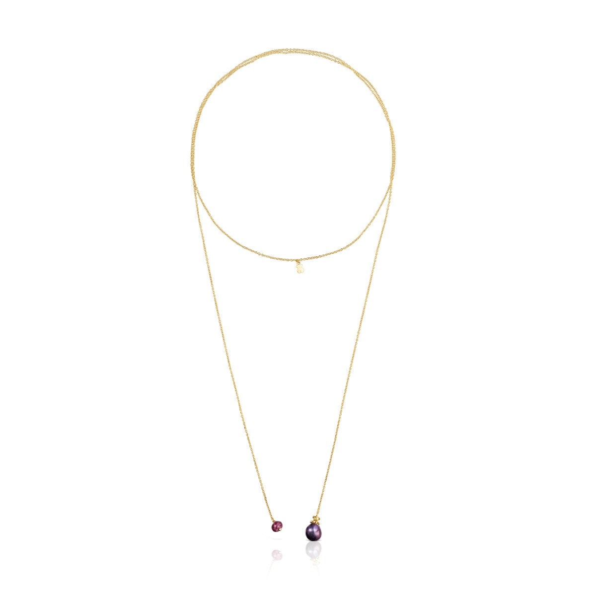 Tous - Collar Abierto Con Baño De Oro 18 Kt Sobre Plata, Perla Y Rubí Teddy Bear Gems - Dorado