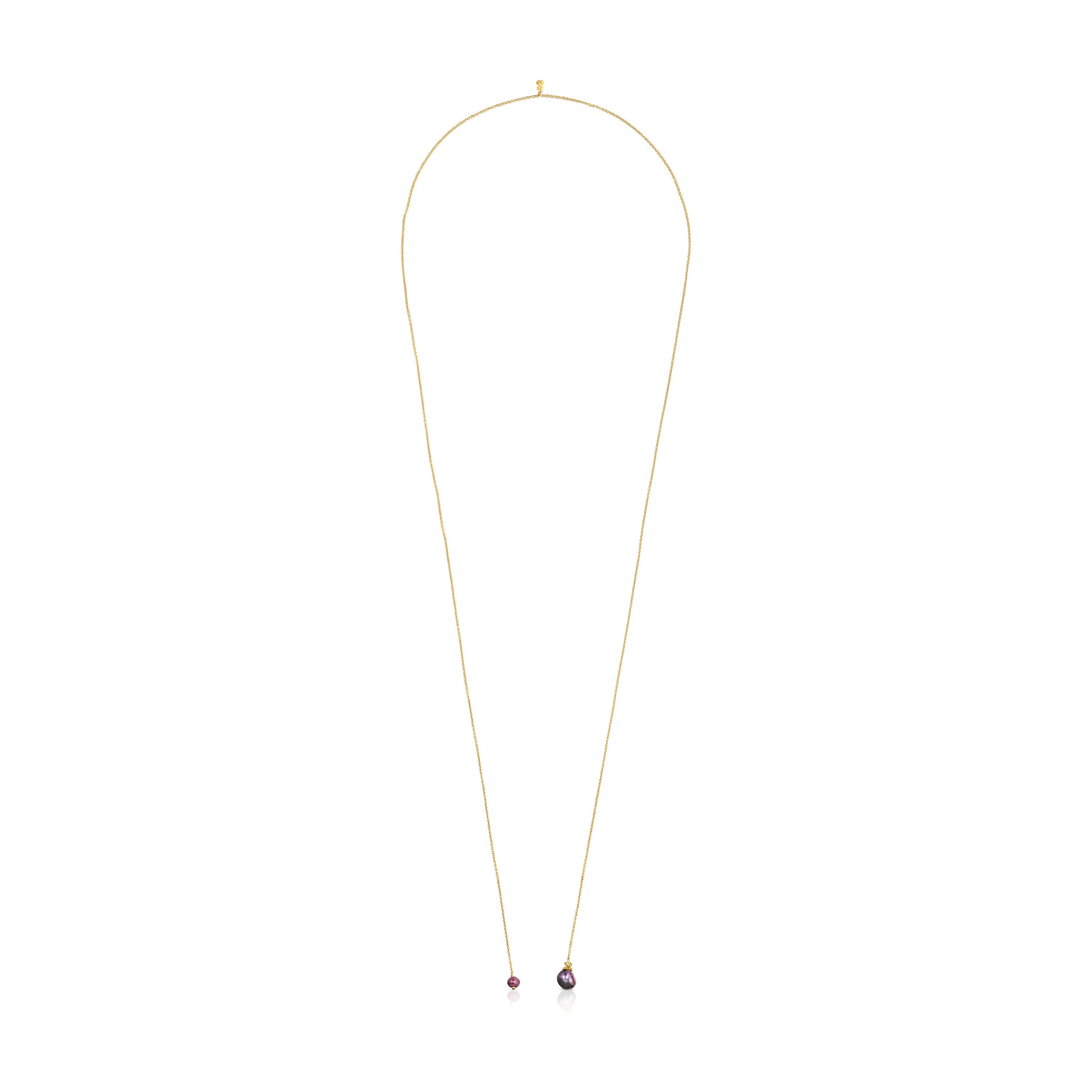 Silver vermeil Teddy Bear Gems open Necklace with pearl and ruby