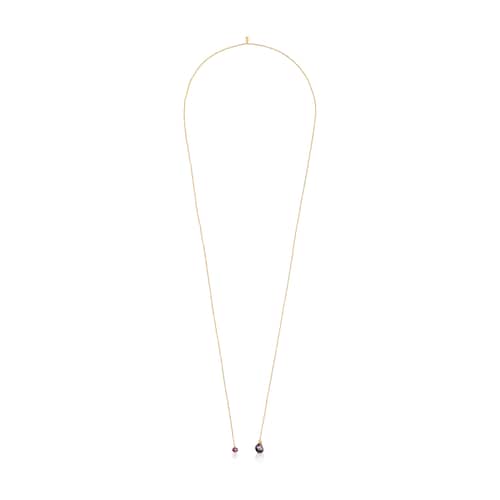 Silver vermeil Teddy Bear Gems open Necklace with pearl and ruby