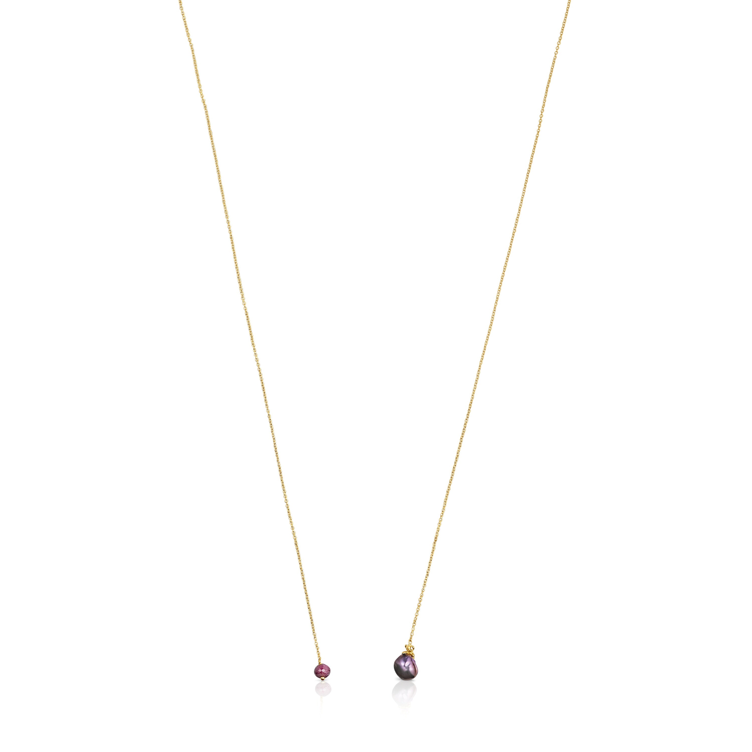 Silver vermeil Teddy Bear Gems open Necklace with pearl and ruby