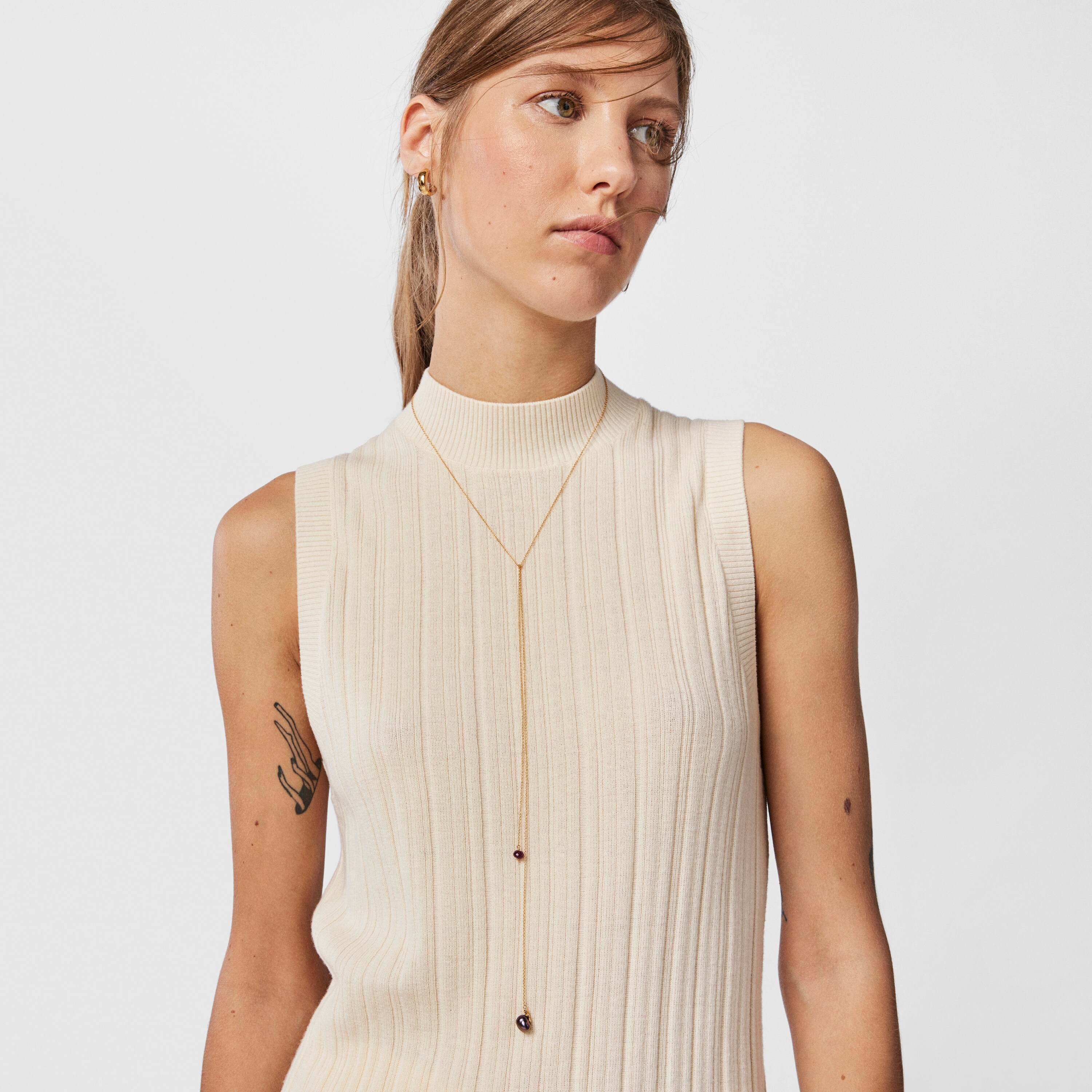 Silver vermeil Teddy Bear Gems open Necklace with pearl and ruby