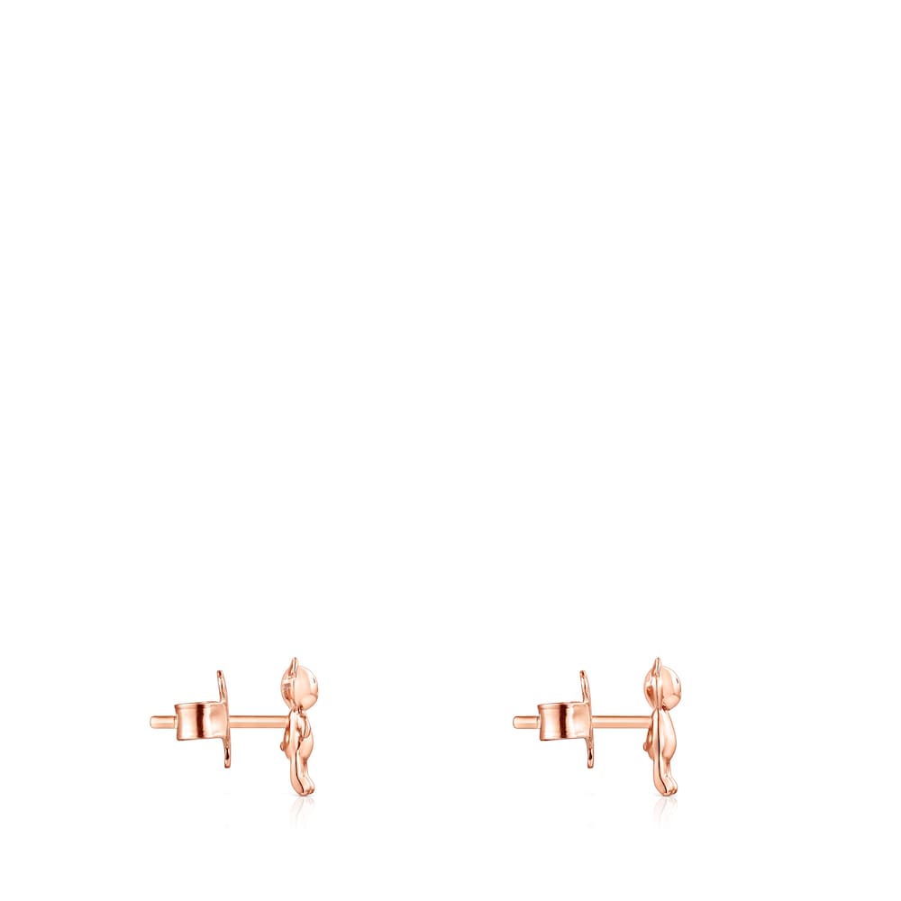 Pendientes con baño de oro rosa 18 kt sobre plata Teddy Bear image number 1