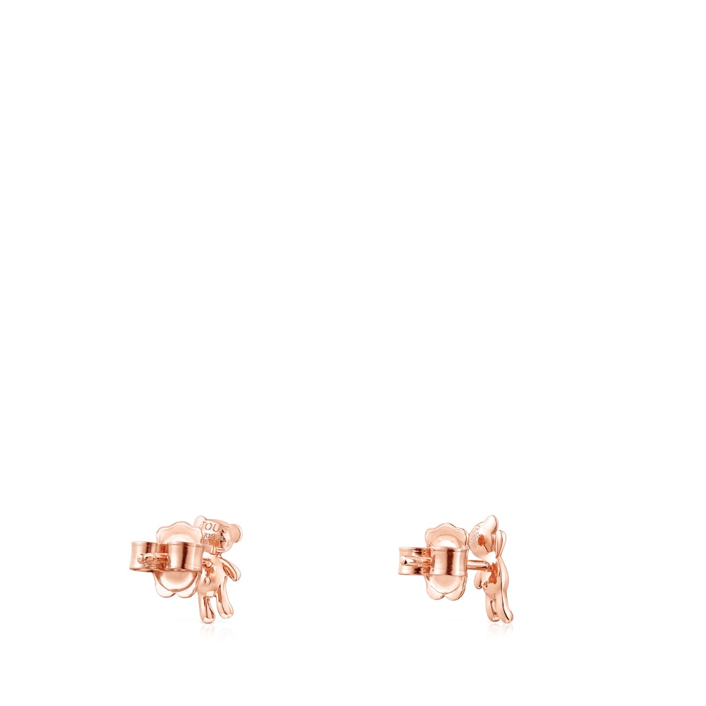 Pendientes con baño de oro rosa 18 kt sobre plata Teddy Bear image number 2