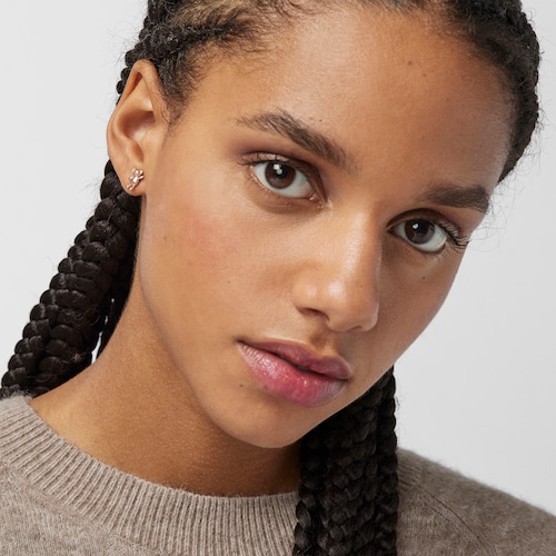 Rose Silver Vermeil Teddy Bear Earrings