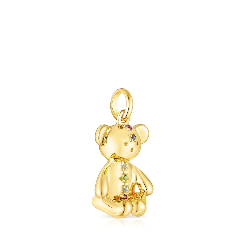 Colgante con baño de oro 18 kt sobre plata y gemas Teddy Bear image number 1