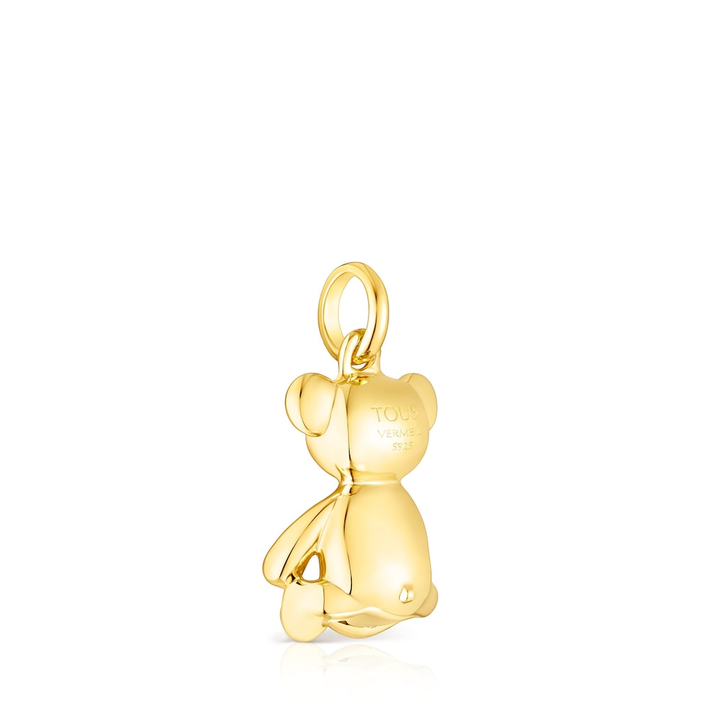 Colgante con ba&ntilde;o de oro 18 kt sobre plata y gemas Teddy Bear