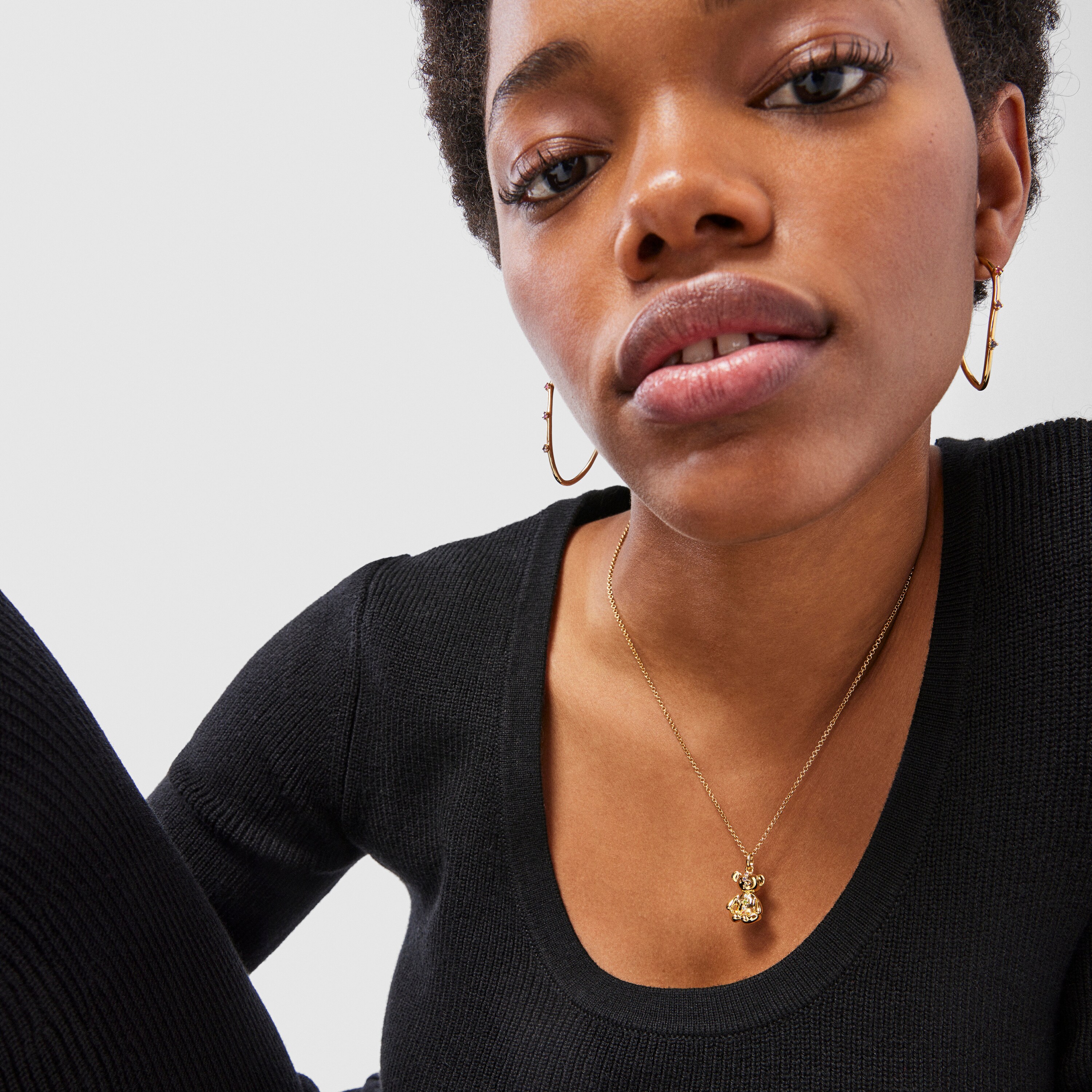 Silver vermeil Teddy Bear Pendant with gemstones