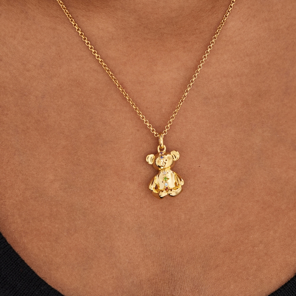 Colgante con baño de oro 18 kt sobre plata y gemas Teddy Bear image number 5