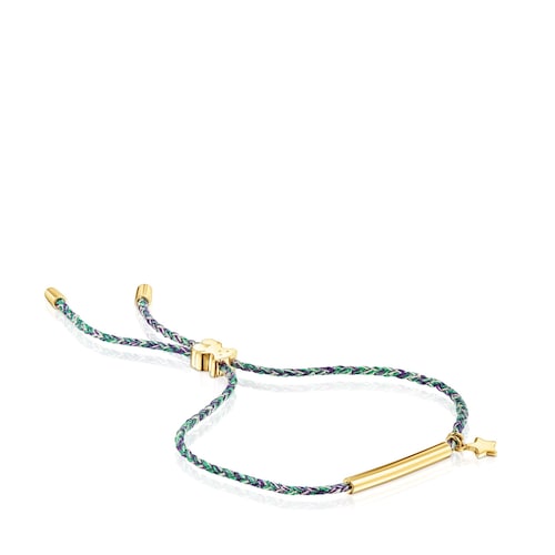Bracelet TOUS Good Vibes &eacute;toile en Argent vermeil et Cordon vert image number 0