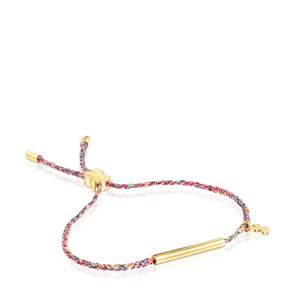 18K gold vermeil TOUS Good Vibes four-leaf clover Bracelet with multicolored Cord