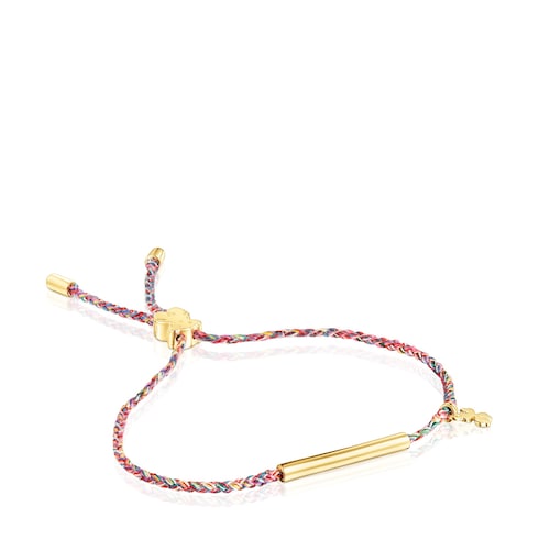 18K gold vermeil TOUS Good Vibes four-leaf clover Bracelet with multicolored Cord