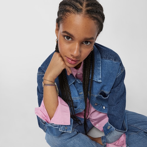 Pulseira TOUS Good Vibes trevo em Prata Vermeil e cordão multicolor