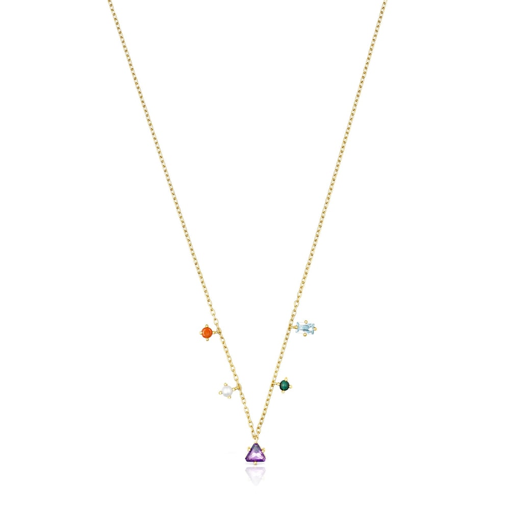 Collar TOUS Good Vibes con ba&ntilde;o de oro 18 kt sobre plata y gemas