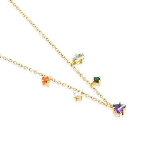 Silver Vermeil TOUS Good Vibes Necklace with Gemstones