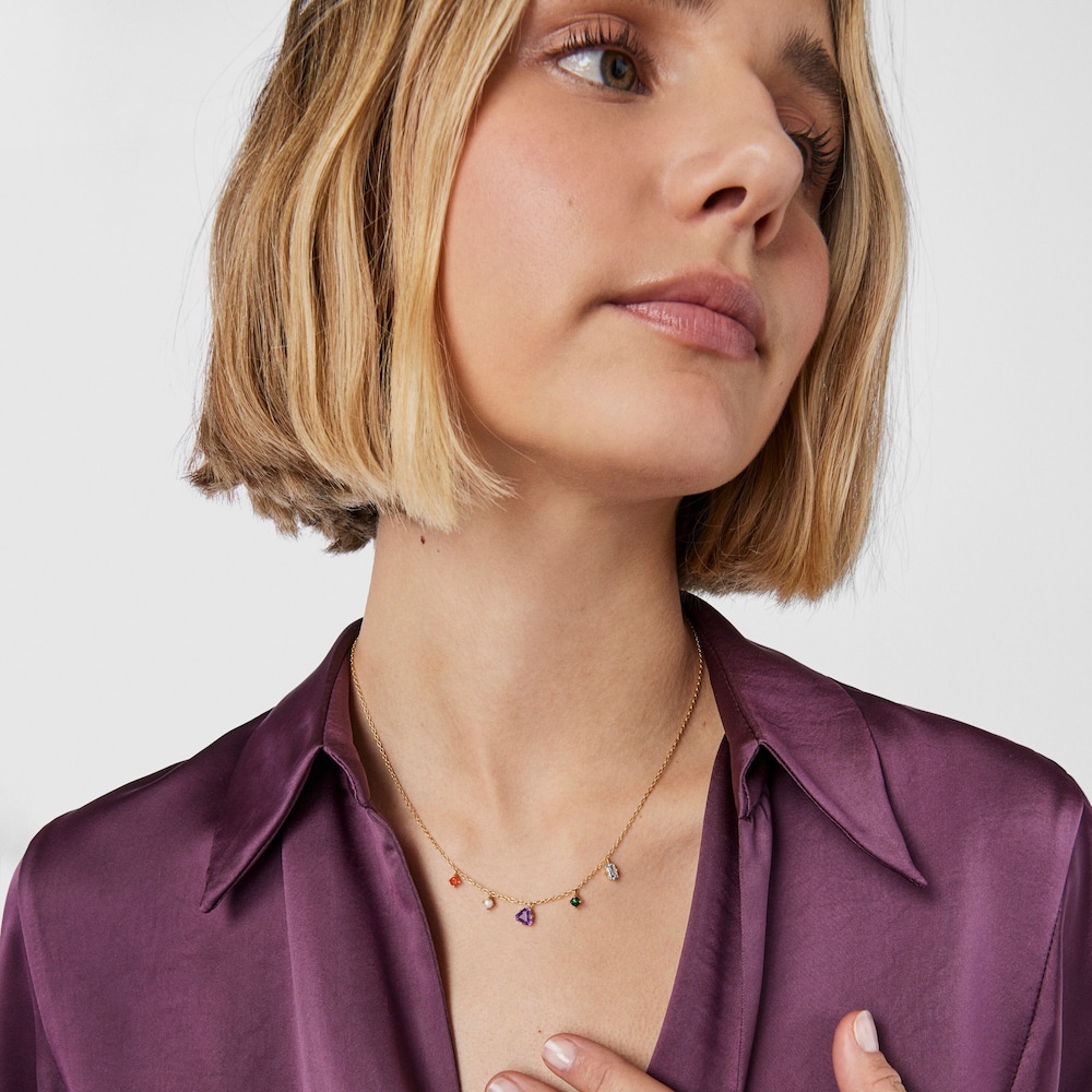 Collar TOUS Good Vibes con ba&ntilde;o de oro 18 kt sobre plata y gemas