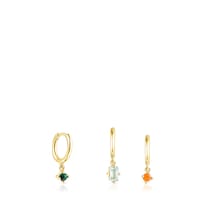Pack de Pendientes con baño de oro 18 kt sobre plata y gemas TOUS Good Vibes