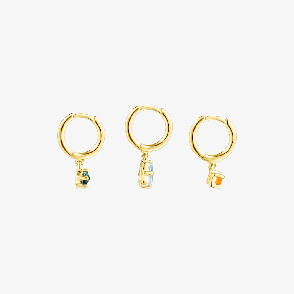 Pack de Pendientes con ba&ntilde;o de oro 18 kt sobre plata y gemas TOUS Good Vibes